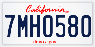 CA license plate 7MHO580