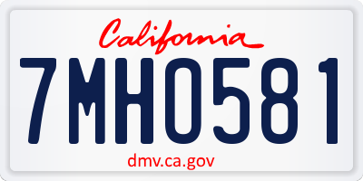CA license plate 7MHO581