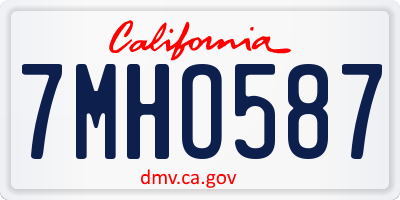 CA license plate 7MHO587