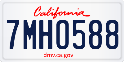 CA license plate 7MHO588