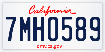 CA license plate 7MHO589