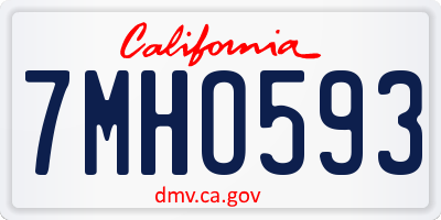 CA license plate 7MHO593