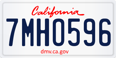 CA license plate 7MHO596