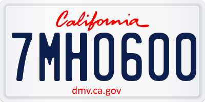 CA license plate 7MHO600