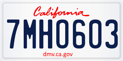 CA license plate 7MHO603