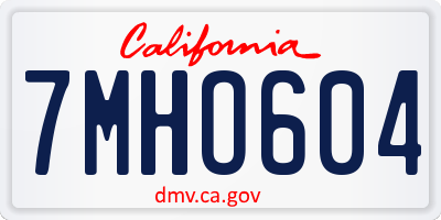 CA license plate 7MHO604