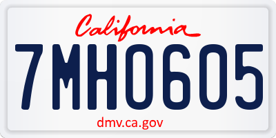CA license plate 7MHO605