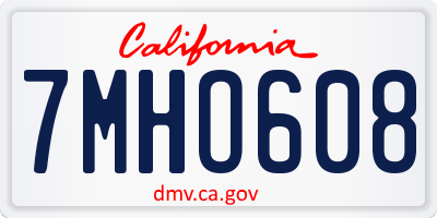 CA license plate 7MHO608