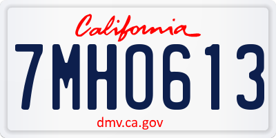 CA license plate 7MHO613