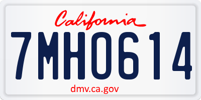 CA license plate 7MHO614