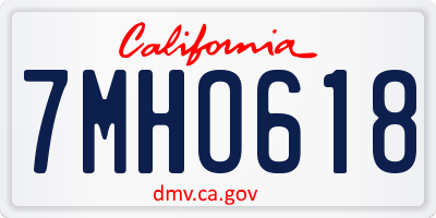 CA license plate 7MHO618