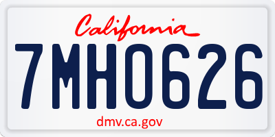 CA license plate 7MHO626