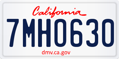 CA license plate 7MHO630