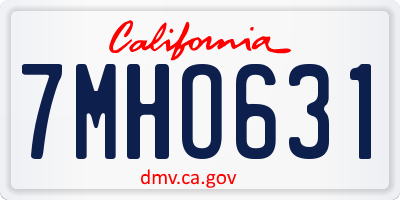 CA license plate 7MHO631