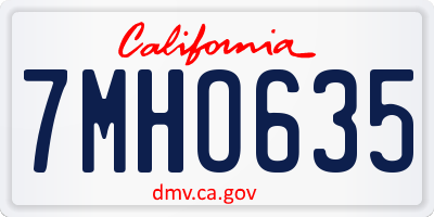 CA license plate 7MHO635