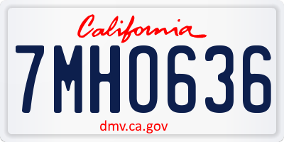 CA license plate 7MHO636