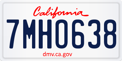 CA license plate 7MHO638