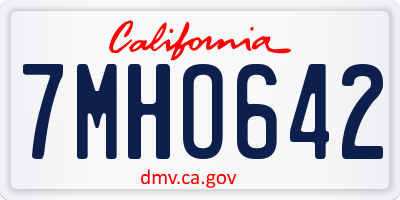 CA license plate 7MHO642
