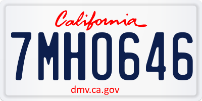 CA license plate 7MHO646