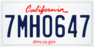 CA license plate 7MHO647