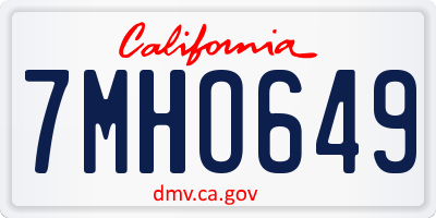 CA license plate 7MHO649
