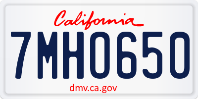CA license plate 7MHO650
