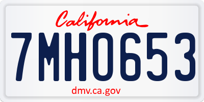 CA license plate 7MHO653