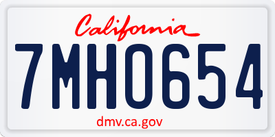 CA license plate 7MHO654