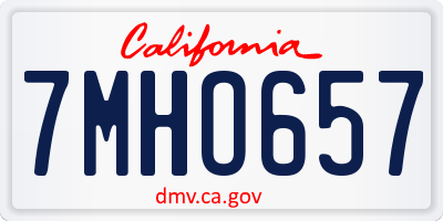 CA license plate 7MHO657