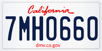 CA license plate 7MHO660