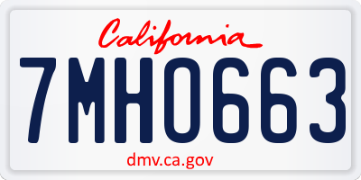 CA license plate 7MHO663