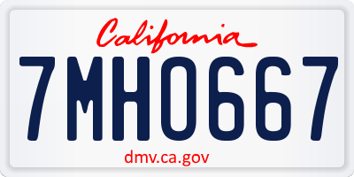 CA license plate 7MHO667