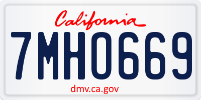CA license plate 7MHO669