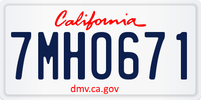CA license plate 7MHO671