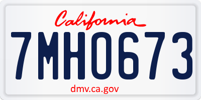 CA license plate 7MHO673