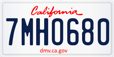 CA license plate 7MHO680