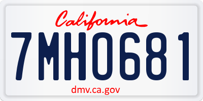 CA license plate 7MHO681