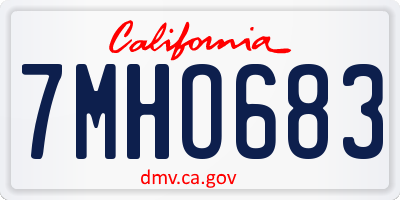 CA license plate 7MHO683