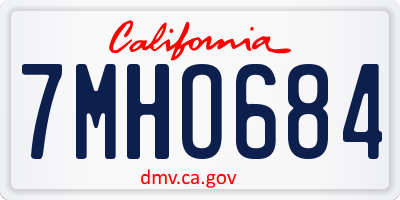 CA license plate 7MHO684