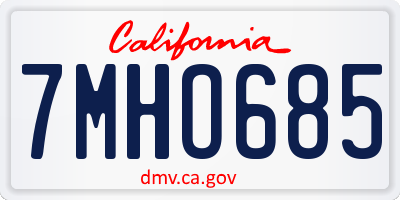 CA license plate 7MHO685