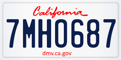 CA license plate 7MHO687