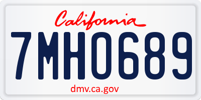CA license plate 7MHO689