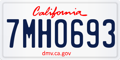 CA license plate 7MHO693