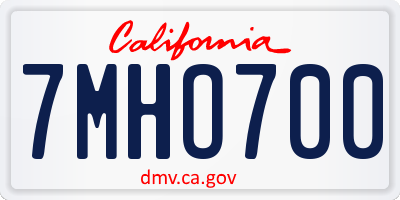 CA license plate 7MHO700