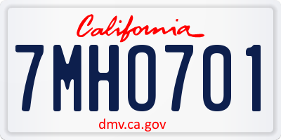 CA license plate 7MHO701