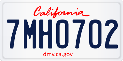 CA license plate 7MHO702