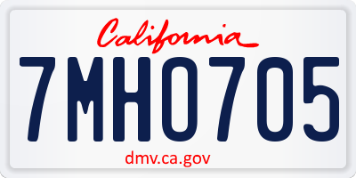 CA license plate 7MHO705
