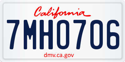 CA license plate 7MHO706