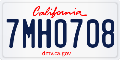 CA license plate 7MHO708