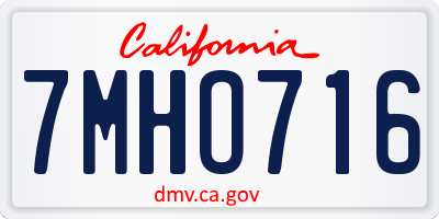 CA license plate 7MHO716